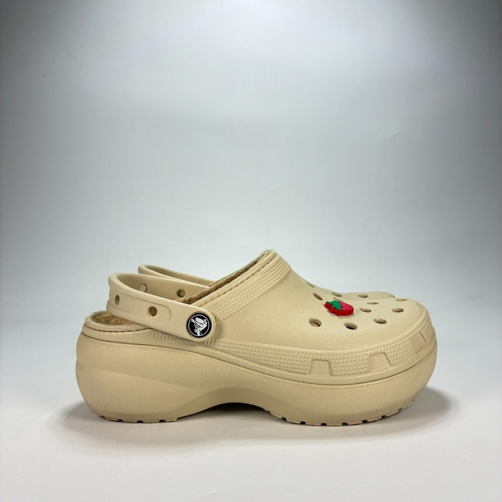 Crocs Classic Lined Clog Bone Comfort Faux Fur Lining Shoes 207938 Womens Size 8